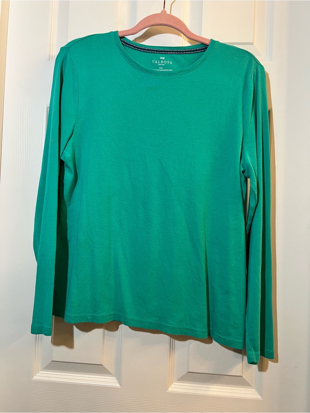 🦋 Talbots Long-Sleeve Crewneck Top in Teal Green size xlp